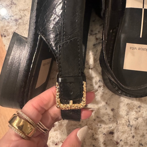 Dolce Vita Women's Black Hardi Midnight Crinkle Patent Loafer Size 7.5 - Picture 4 of 5